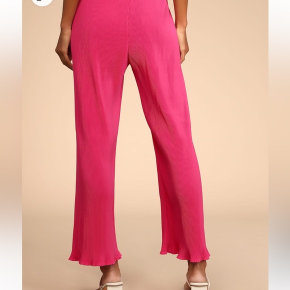 Spring Me Along Magenta Plisse High-Waisted Pants - Picture 2 of 7